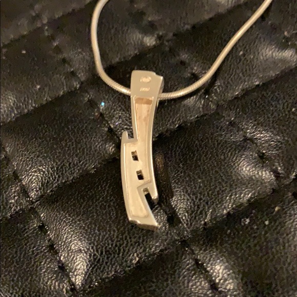 Fossil Elegant Sterling Silver Thunder Cubic Zirconia Diamond Pendent Necklace - Picture 7 of 7